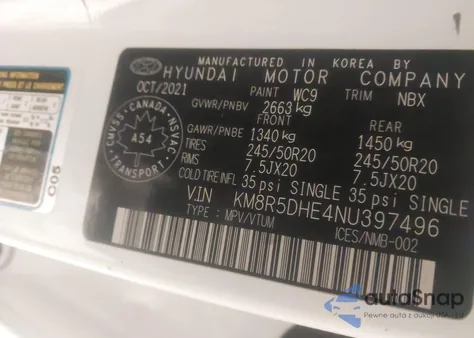 2022 Hyundai Palisade Ultimate Calligraphy from USA, damaged, VIN KM8R5DHE4NU397496